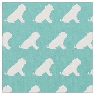 Shar Pei Dog Silhouette Pet Teal Fabric