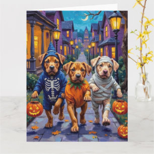 Shar Pei Dogs Trick-or-Treating Halloween Costumes Card