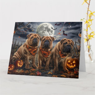 Shar Pei Halloween Spooky Card