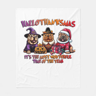 Shar Pei Halloween Thanksgiving Christmas Classic Fleece Blanket
