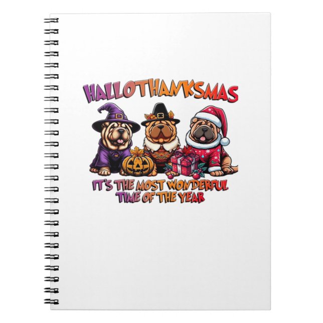 Shar Pei Halloween Thanksgiving Christmas Classic  Notebook (Front)