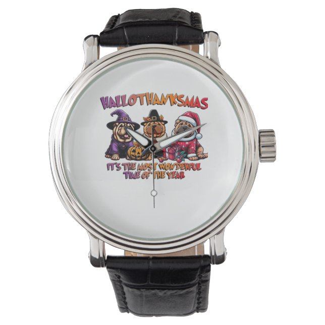 Shar Pei Halloween Thanksgiving Christmas Classic  Watch (Front)