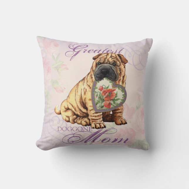 Shar-Pei Heart Mum Cushion (Front)