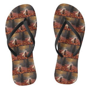 Shar Pei in Autumn Leaves Fall Inspire Jandals