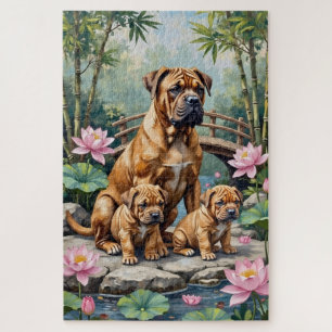 Shar-Pei Lotus Garden Art Jigsaw Puzzle