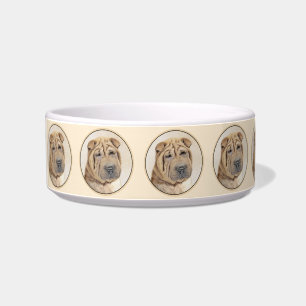 Shar Pei Painting - Cute Original Dog Art Bowl