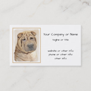 Shar Pei Painting - Cute Original Dog Art Business Card
