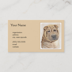 Shar Pei Painting - Cute Original Dog Art Business Card