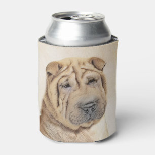 Shar Pei Painting - Cute Original Dog Art Can Cooler