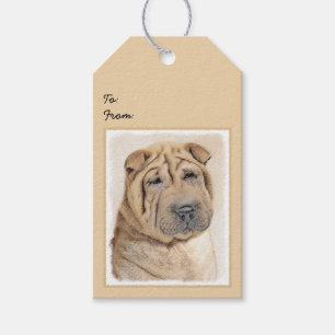 Shar Pei Painting - Cute Original Dog Art Gift Tags