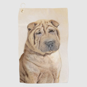 Shar Pei Painting - Cute Original Dog Art Golf Towel