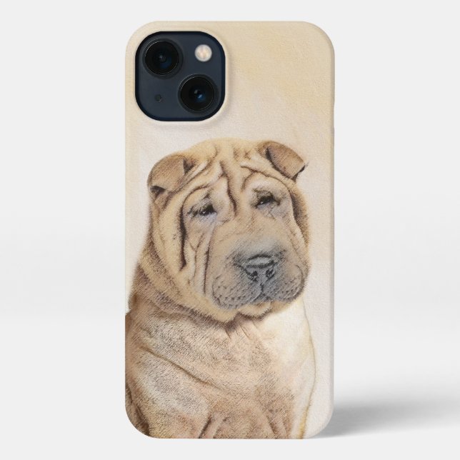 Shar Pei Painting - Cute Original Dog Art iPhone Case (Back)