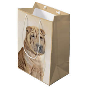 Shar Pei Painting - Cute Original Dog Art Medium Gift Bag