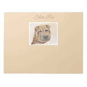 Shar Pei Painting - Cute Original Dog Art Notepad