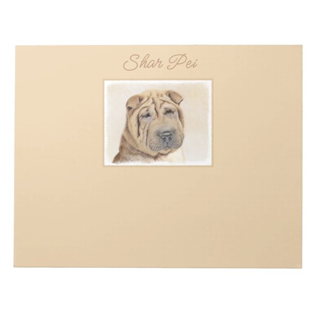 Shar Pei Painting - Cute Original Dog Art Notepad (Front)