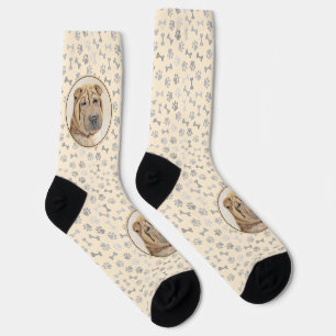 Shar Pei Painting - Cute Original Dog Art Socks