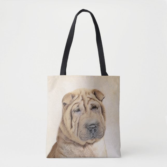Shar Pei Painting - Cute Original Dog Art Tote Bag (Front)