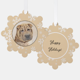 Shar Pei Painting - Cute Original Dog Art Tree Decoration Card