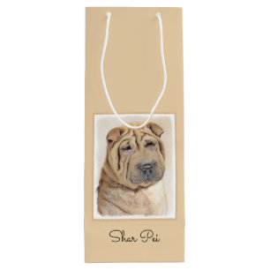 Shar Pei Painting - Cute Original Dog Art Wine Gift Bag