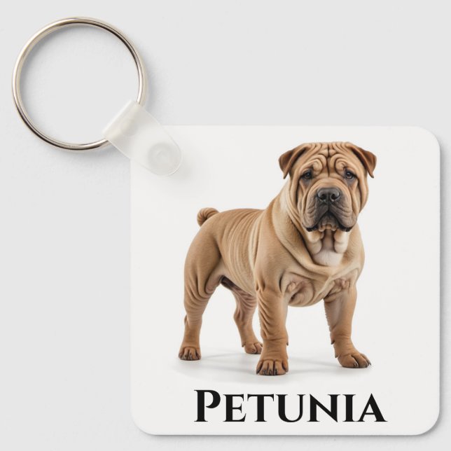 Shar-Pei Personalise Key Ring (Front)