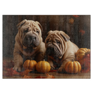 Shar Pei Puppy Autumn Delight Pumpkin Cutting Board