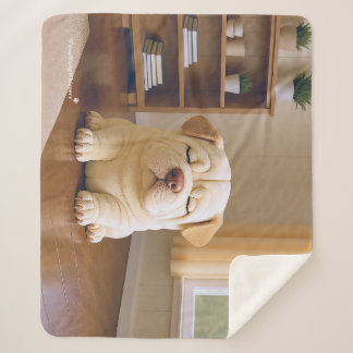 Shar Pei Puppy - Soft Serenity by WangWang Sherpa Blanket