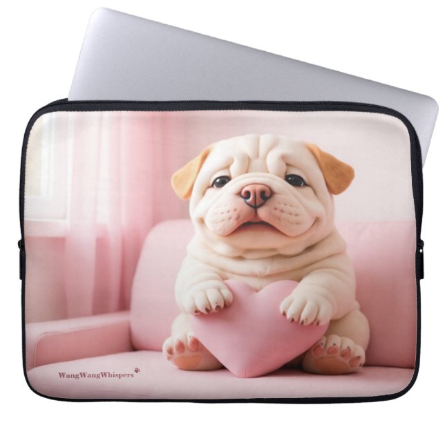 Shar Pei Puppy – Sweet Embrace by WangWang Laptop Sleeve (Front)