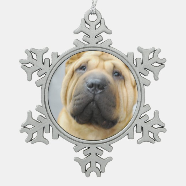 Shar Pei Snowflake Pewter Christmas Ornament (Front)
