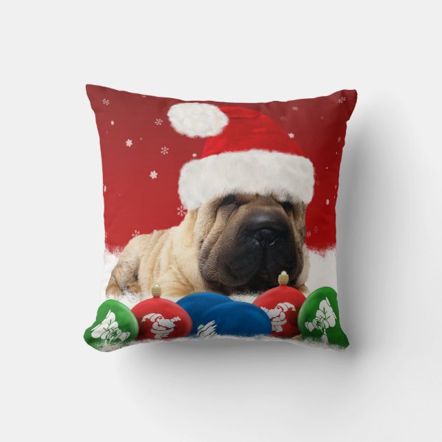 Shar Pei Winter Polyester Throw Pillow 16" x 16" (Front)