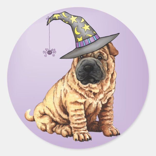 Shar-Pei Witch Heart Sticker (Front)