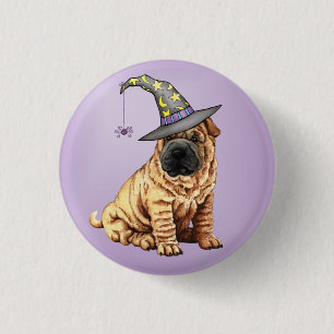 Shar-Pei Witch Pinback Button