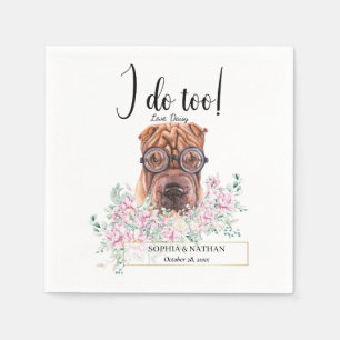 Shar Pei with Glasses Dog Wedding Cocktail Napkins