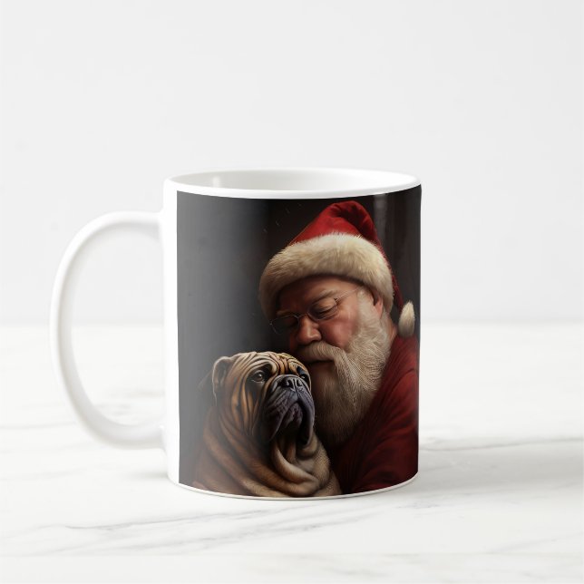 Shar Pei With Santa Claus Festive Christmas  Coffee Mug (Left)