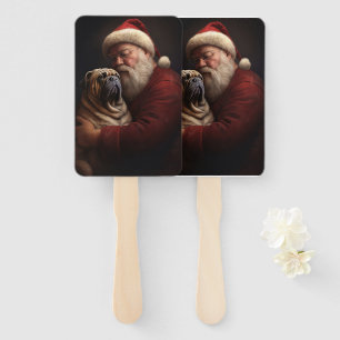 Shar Pei With Santa Claus Festive Christmas  Hand Fan