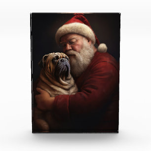 Shar Pei With Santa Claus Festive Christmas Photo Block