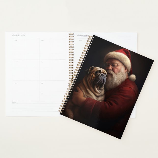 Shar Pei With Santa Claus Festive Christmas  Planner (Display)