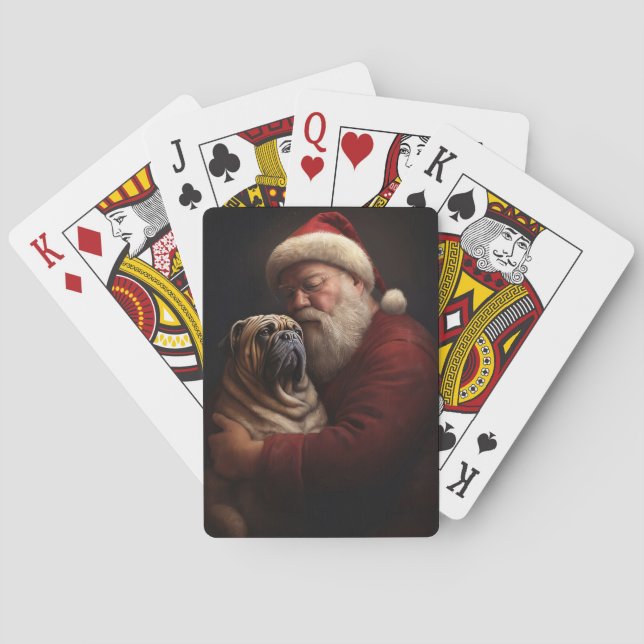 Shar Pei With Santa Claus Festive Christmas  Playing Cards (Back)