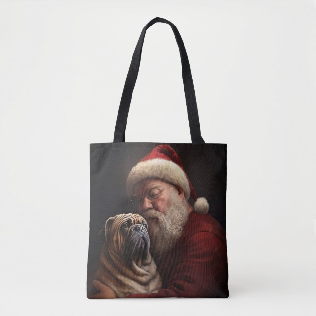 Shar Pei With Santa Claus Festive Christmas  Tote Bag (Front)