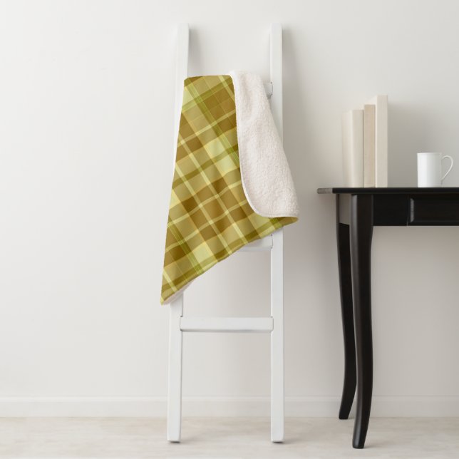 Shardes Of Yellow Plaid Sherpa Blanket (In Situ)