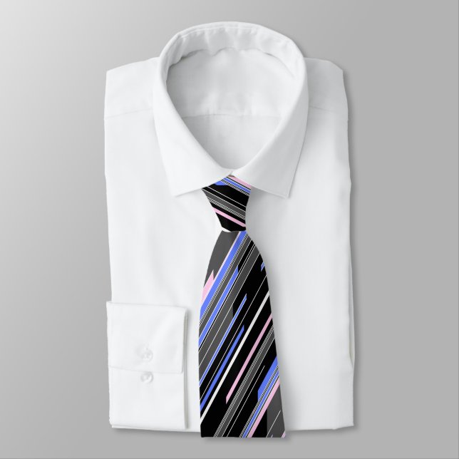 Shards Geometric Striped Black Two-sided Tie (Tied)
