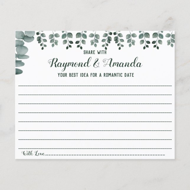 Share a Date Idea for Couple Bridal Shower card (Front)