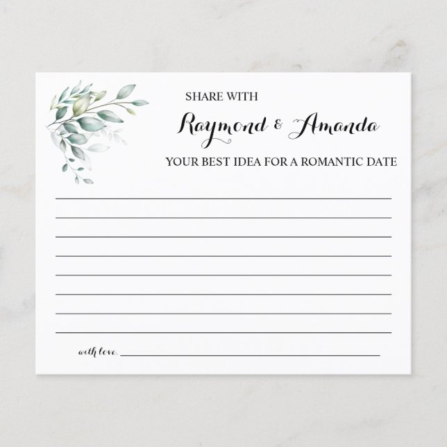 Share a Date Idea for Couple Bridal Shower card (Front)