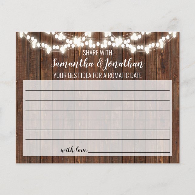 Share a Date Idea Rustic Bridal Shower Card (Front)