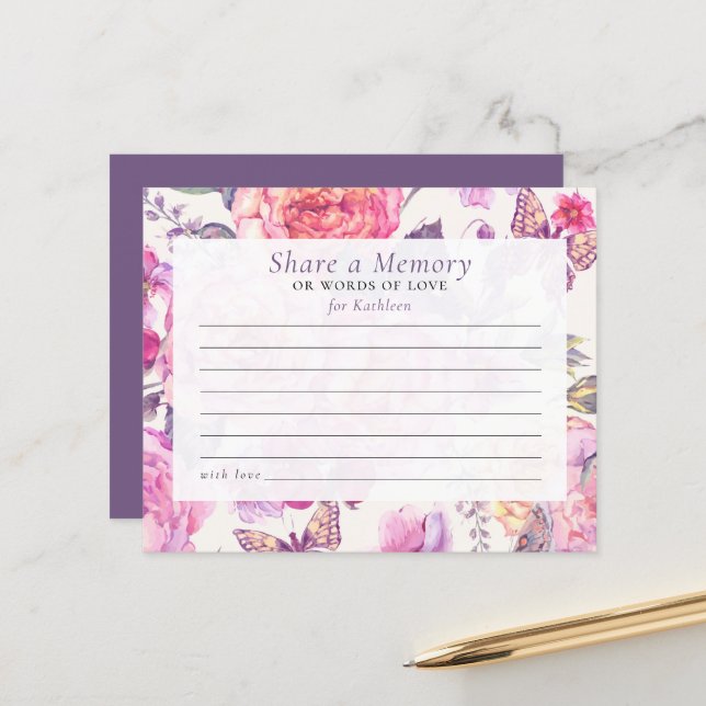 Share a Memory Floral Funeral Attendance Card (Front/Back In Situ)