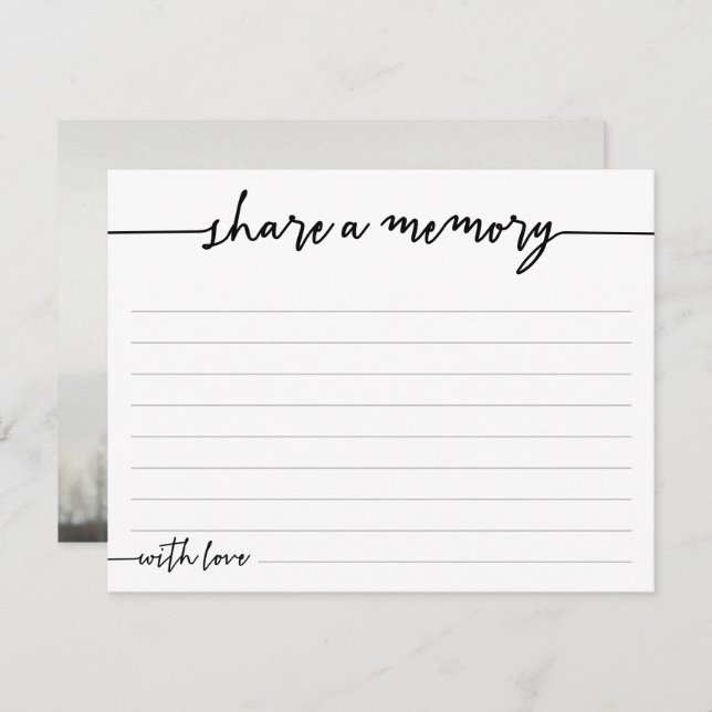 Share A Memory Funeral Memorial Lined Card (Front/Back)