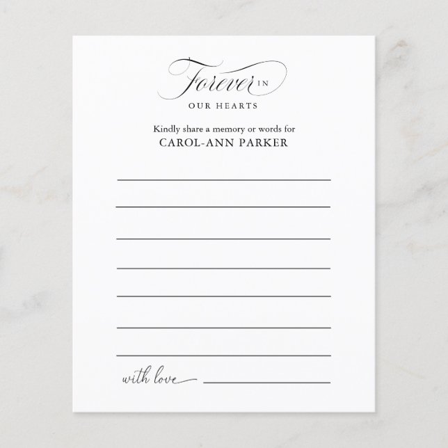 Share a Memory Funeral Service Attendance (Front)