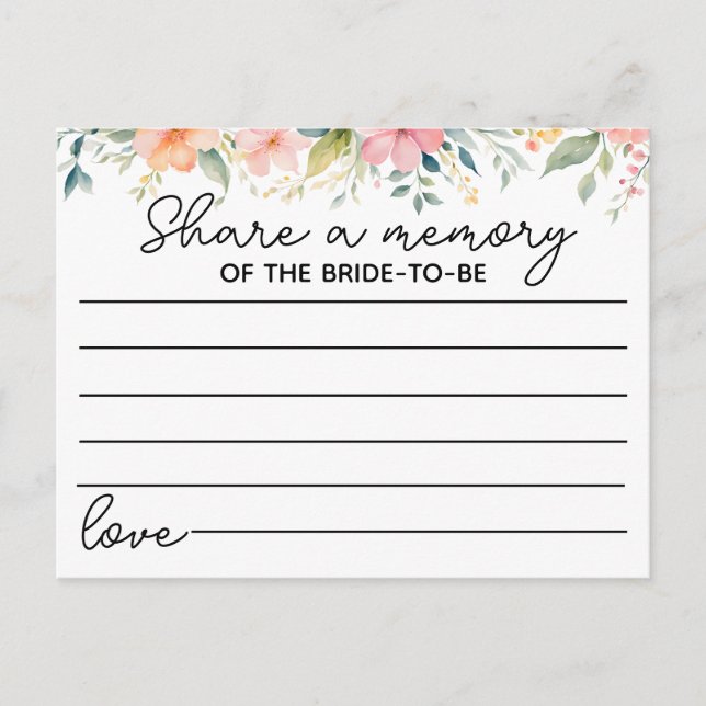 share a memory game bridal shower postcard (Front)