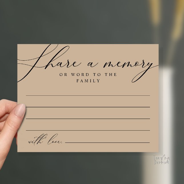Share a memory Memorial Funeral Service Card (Share a memory Memorial Funeral Service Card in Black and Tan Brown)