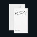 'Share a Memory' Modern Script Wedding Advice Card<br><div class="desc">Add a personal touch to your wedding with a modern script wedding advice and wishes card.
This card features title 'share a memory' in black modern calligraphy font style and details in black modern sans serif font style on white background.</div>