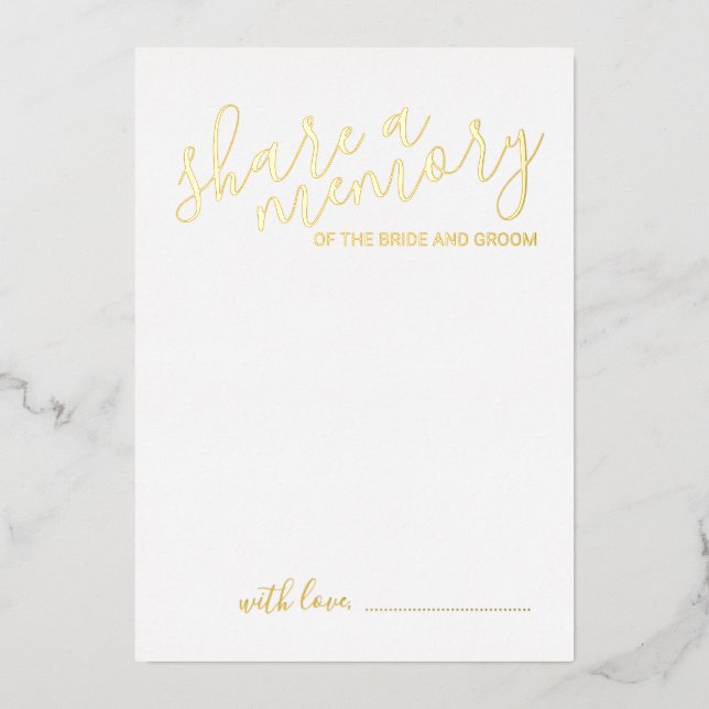 'Share a Memory' Modern Script Wedding Gold (Front)